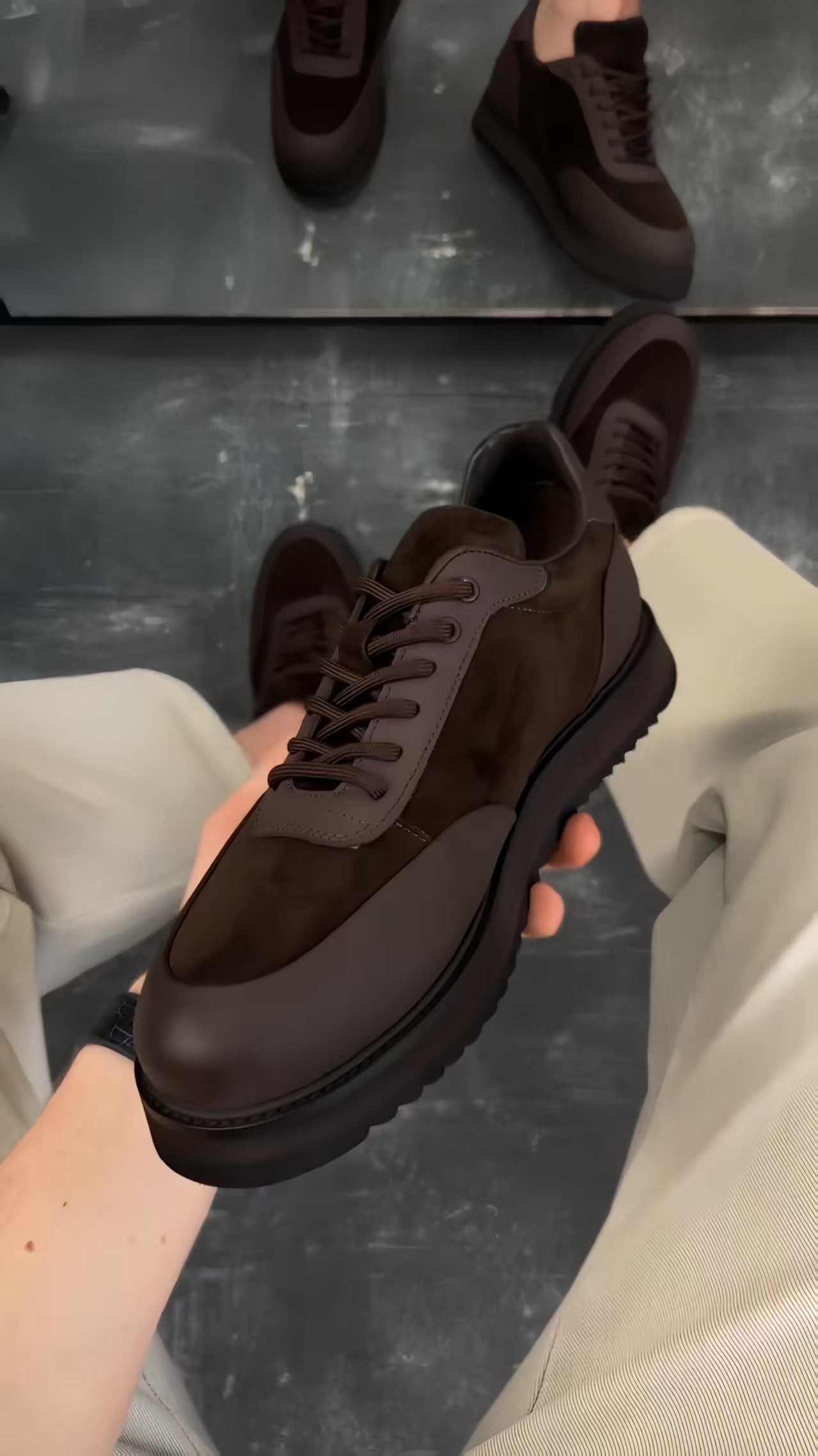 Men's Brown Suede Leather Casual Sneakers - Non-slip Platform Shoes For Everyday Wear