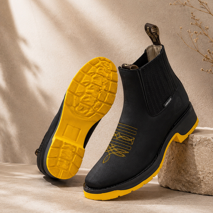 Men’s Side-elastic, Slip-on Casual Leather Work Boots