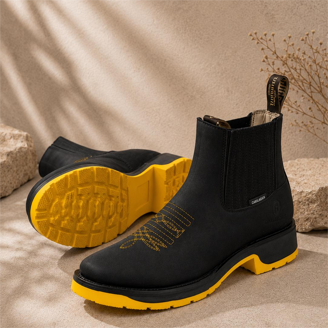 Men’s Side-elastic, Slip-on Casual Leather Work Boots