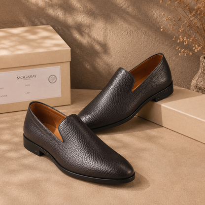 Men’s Lychee-Grain Leather Slip-On Loafers For The Office, Weddings, And Commuting