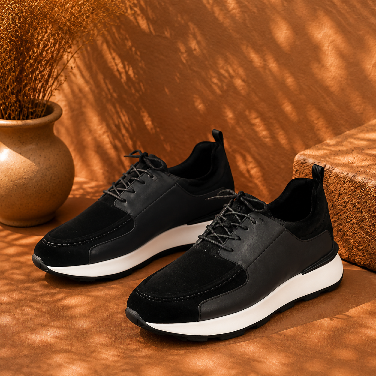 Men's Suede Glow Cow Leather Platform Casual Sneakers