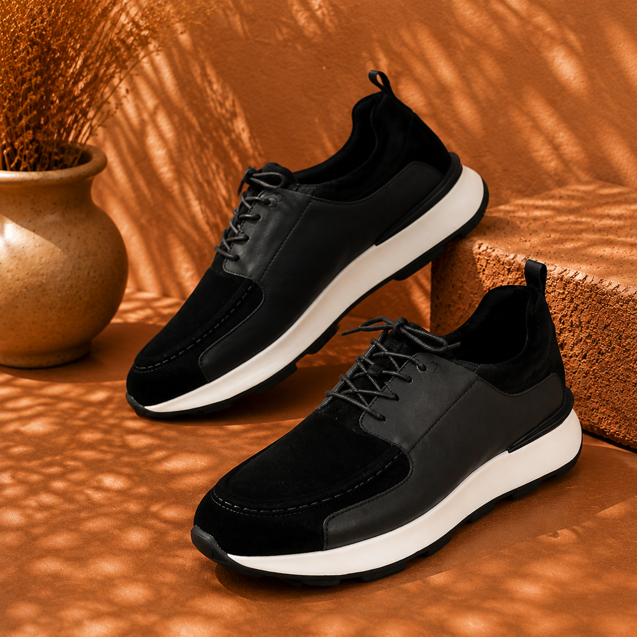 Men's Suede Glow Cow Leather Platform Casual Sneakers