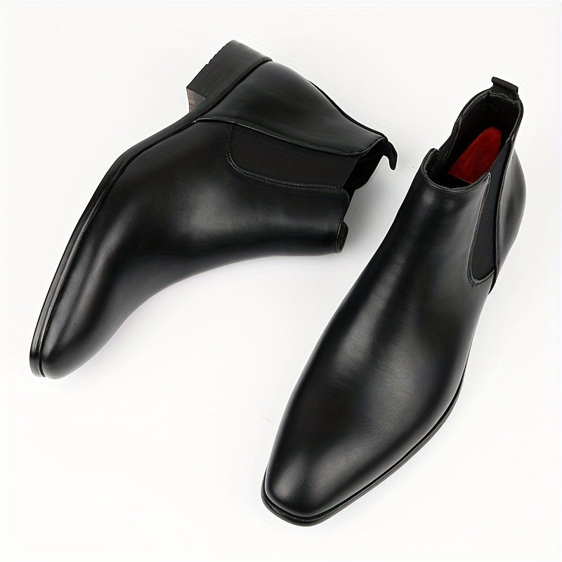 Classic Men Black Leather Chelsea Formal Ankle Boots