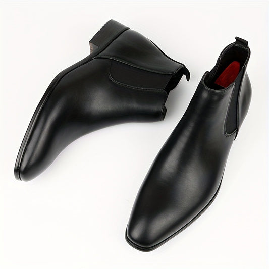 Classic Men Black Leather Chelsea Formal Ankle Boots