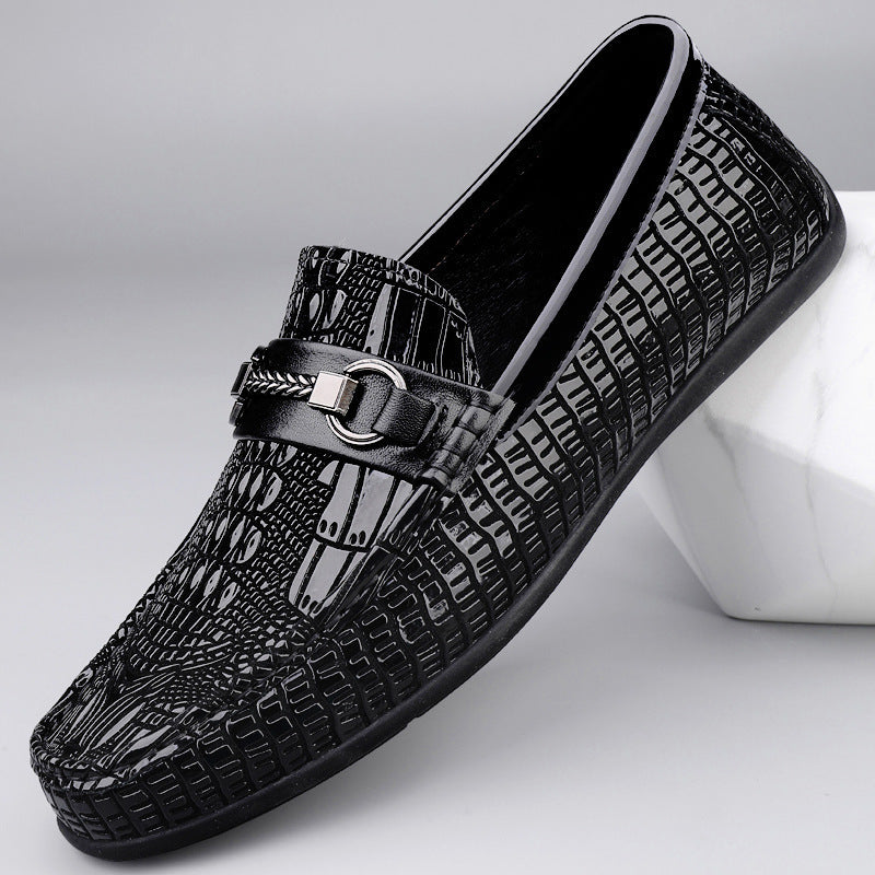 Business Dress Leather Crocodile Pattern Men's Peas Shoes British Korean-style All-match Casual Shoes