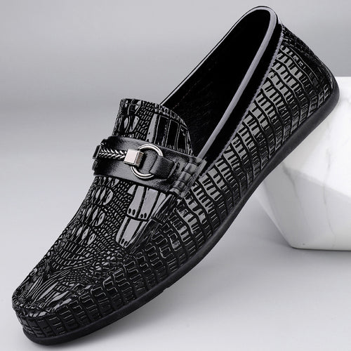 Business Dress Leather Crocodile Pattern Men's Peas Shoes British Korean-style All-match Casual Shoes