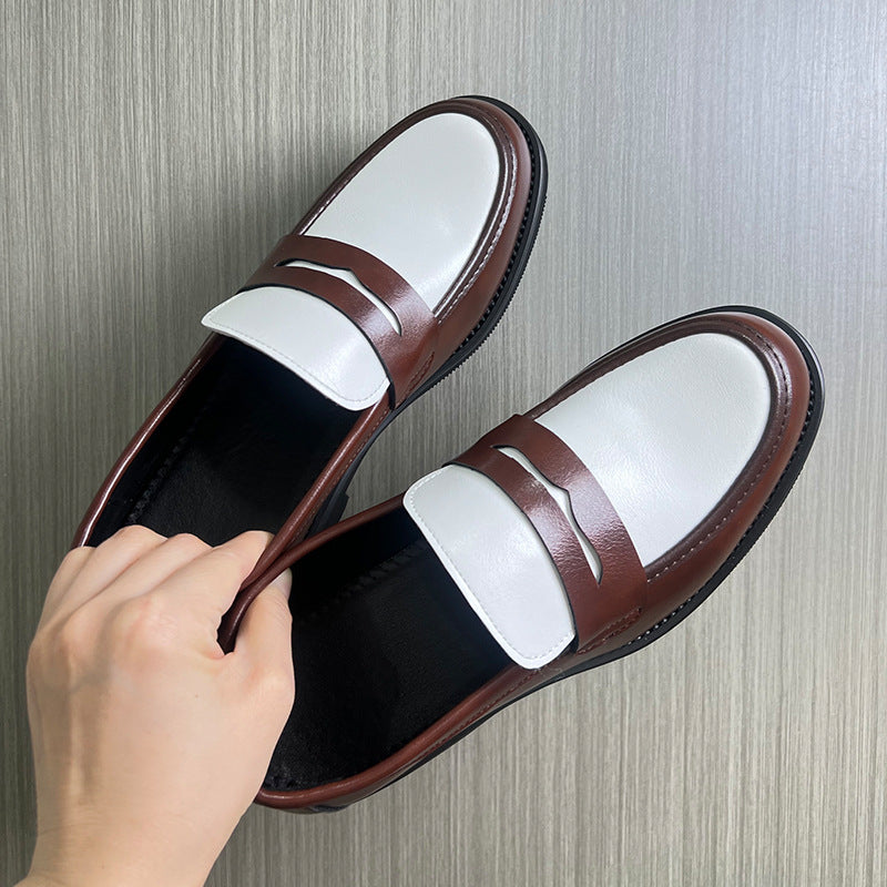 Two Tone Penny Loafers Black White - Patent Leather Party Slip On Shoes