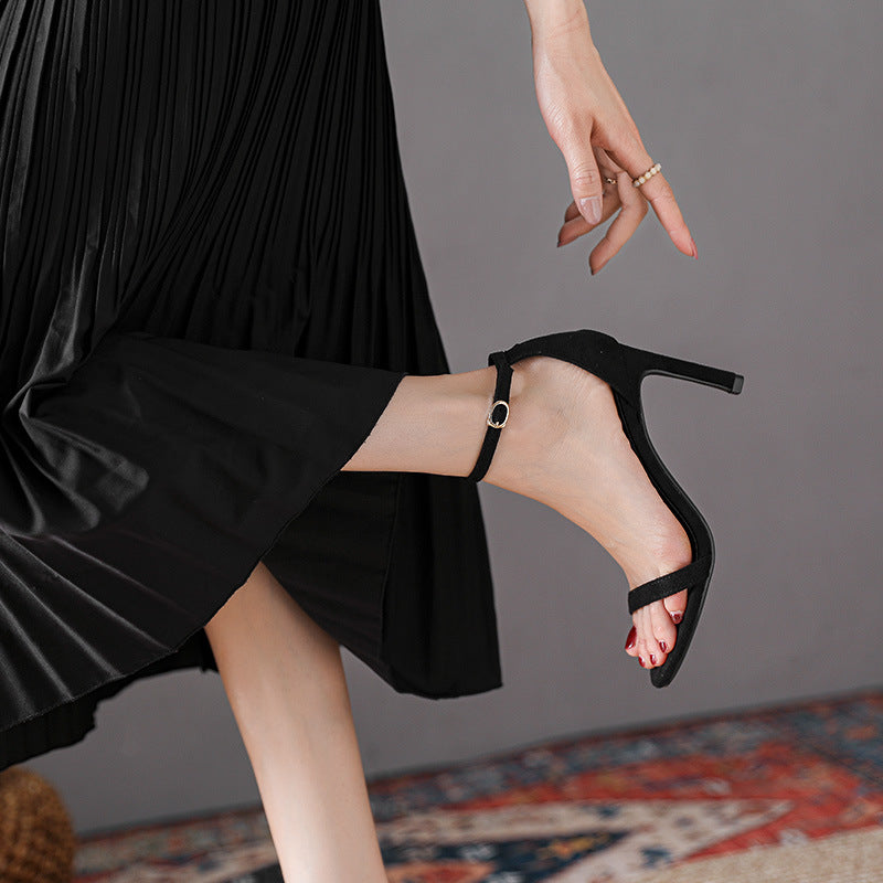 Ankle Strap Stiletto Heels Nude - Classic Open Toe Dress Sandals