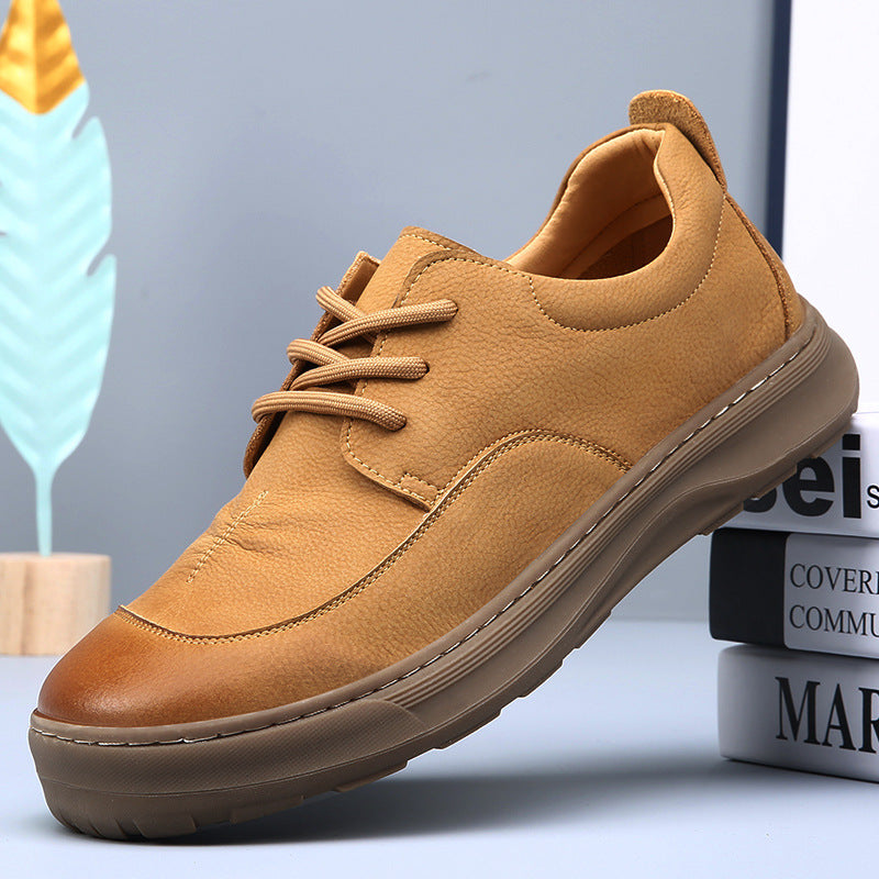 Tan Matte Leather Oxfords - Outdoor All Day Comfort Casual Dress Shoes