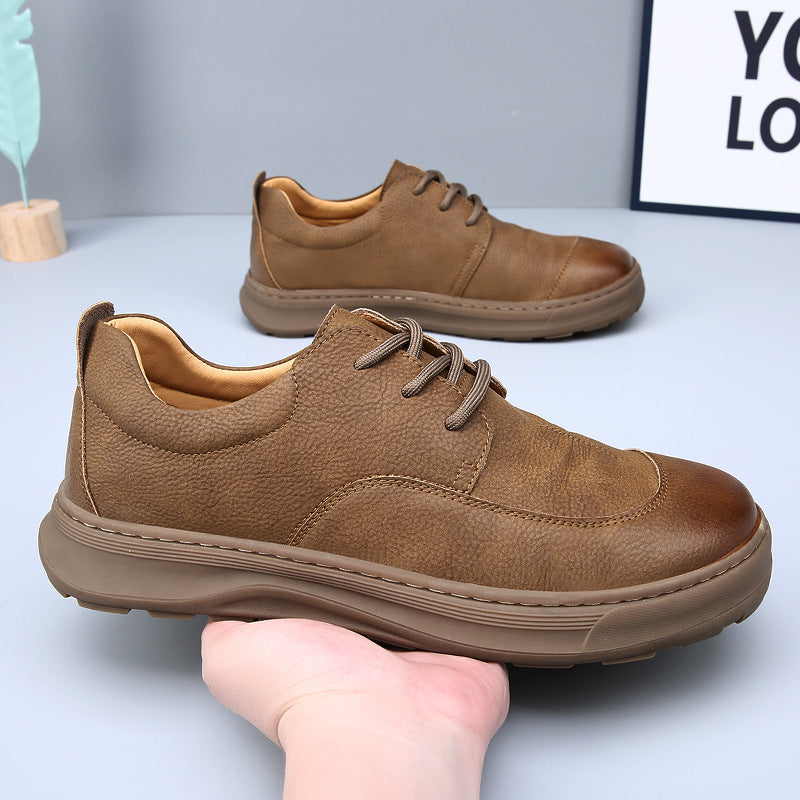 Tan Matte Leather Oxfords - Outdoor All Day Comfort Casual Dress Shoes