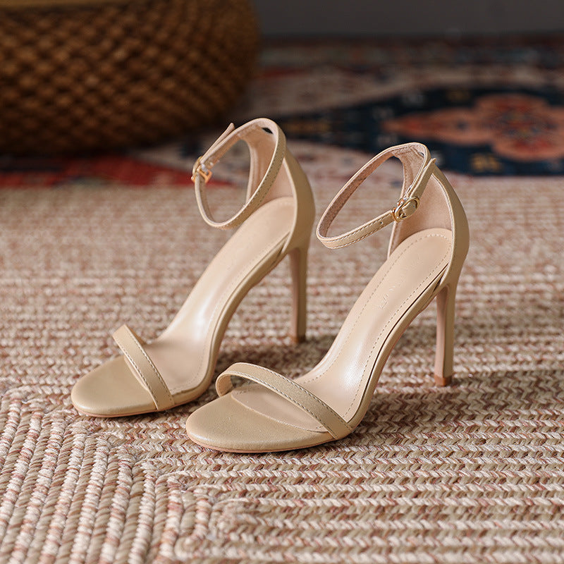 Ankle Strap Stiletto Heels Nude - Classic Open Toe Dress Sandals