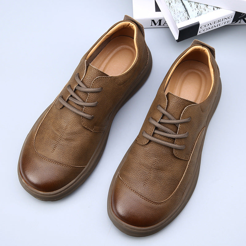 Tan Matte Leather Oxfords - Outdoor All Day Comfort Casual Dress Shoes
