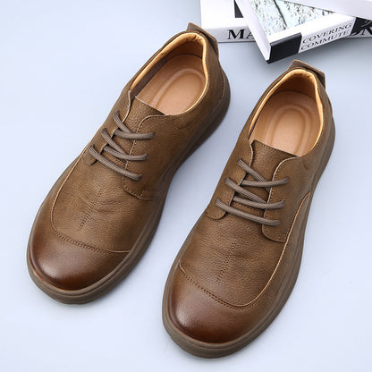 Tan Matte Leather Oxfords - Outdoor All Day Comfort Casual Dress Shoes
