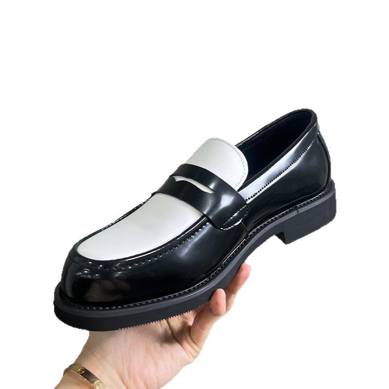 Two Tone Penny Loafers Black White - Patent Leather Party Slip On Shoes