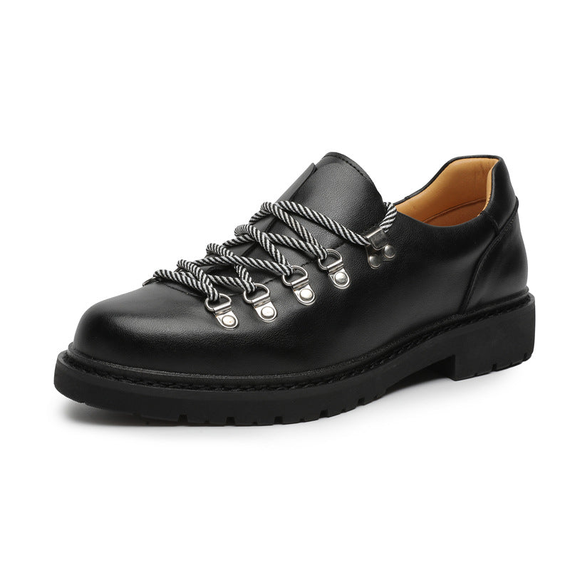 Men’s Hiking Style Leather Casual Shoes Two-Tone Laces Low Top Lace-Up Oxford Shoes