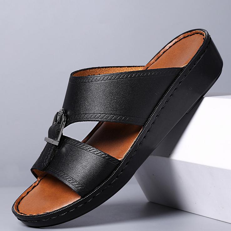 Verdancer Men's Adjustable Buckle Slide Sandals, Comfort Wedge