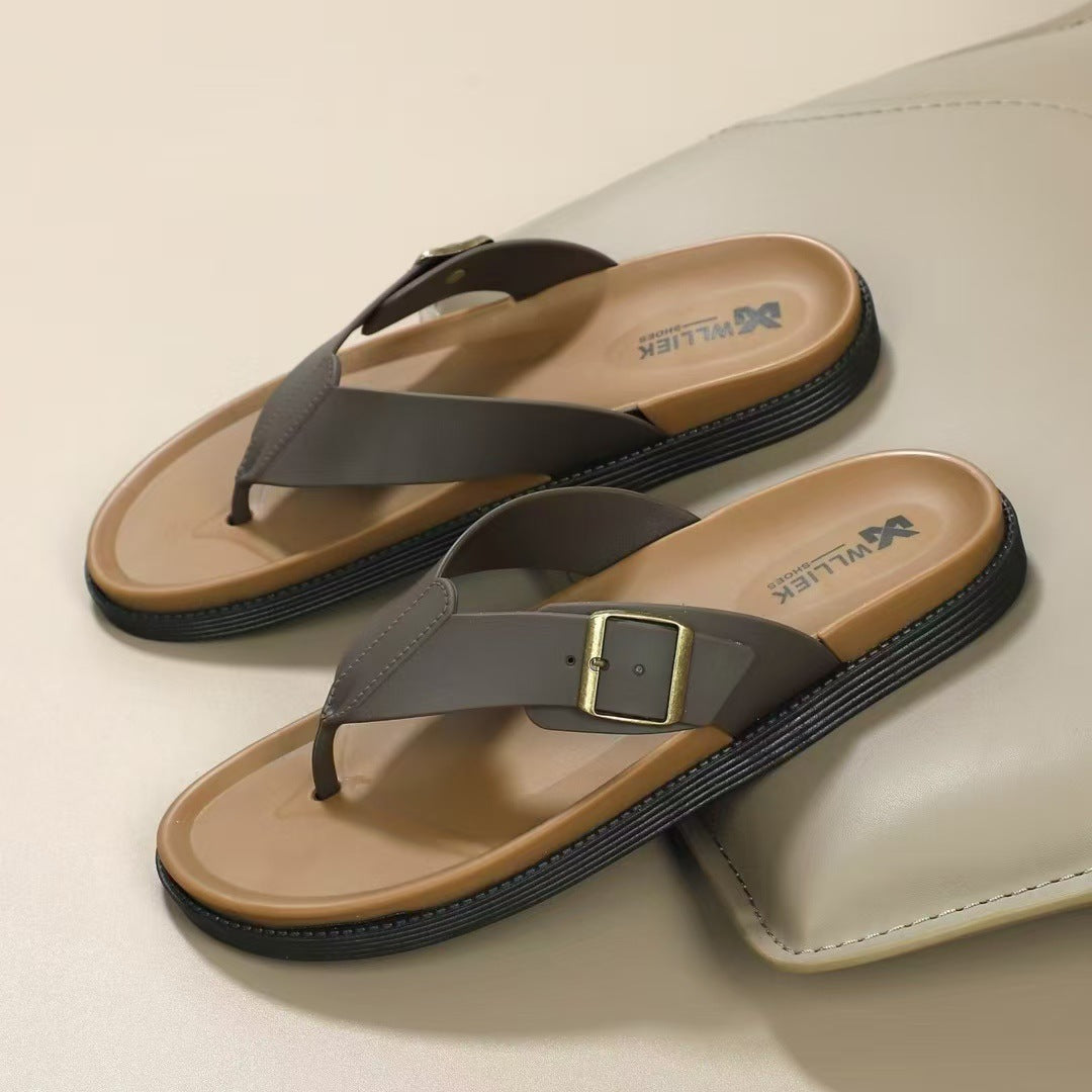 Verdancer Men's Buckle Strap Flip-Flops