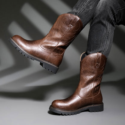 Men's Vintage Western Cowboy Thick Sole Riding Boots