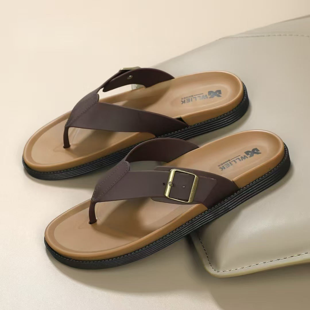 Verdancer Men's Buckle Strap Flip-Flops