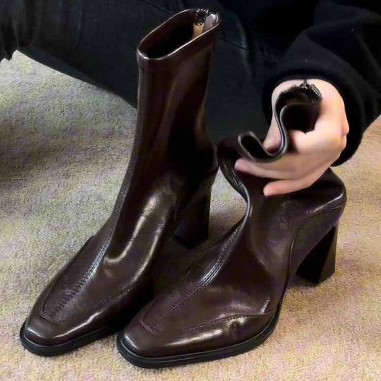 Women's Thin Square Heel Boots Stretch Stretch Boots Summer Wear