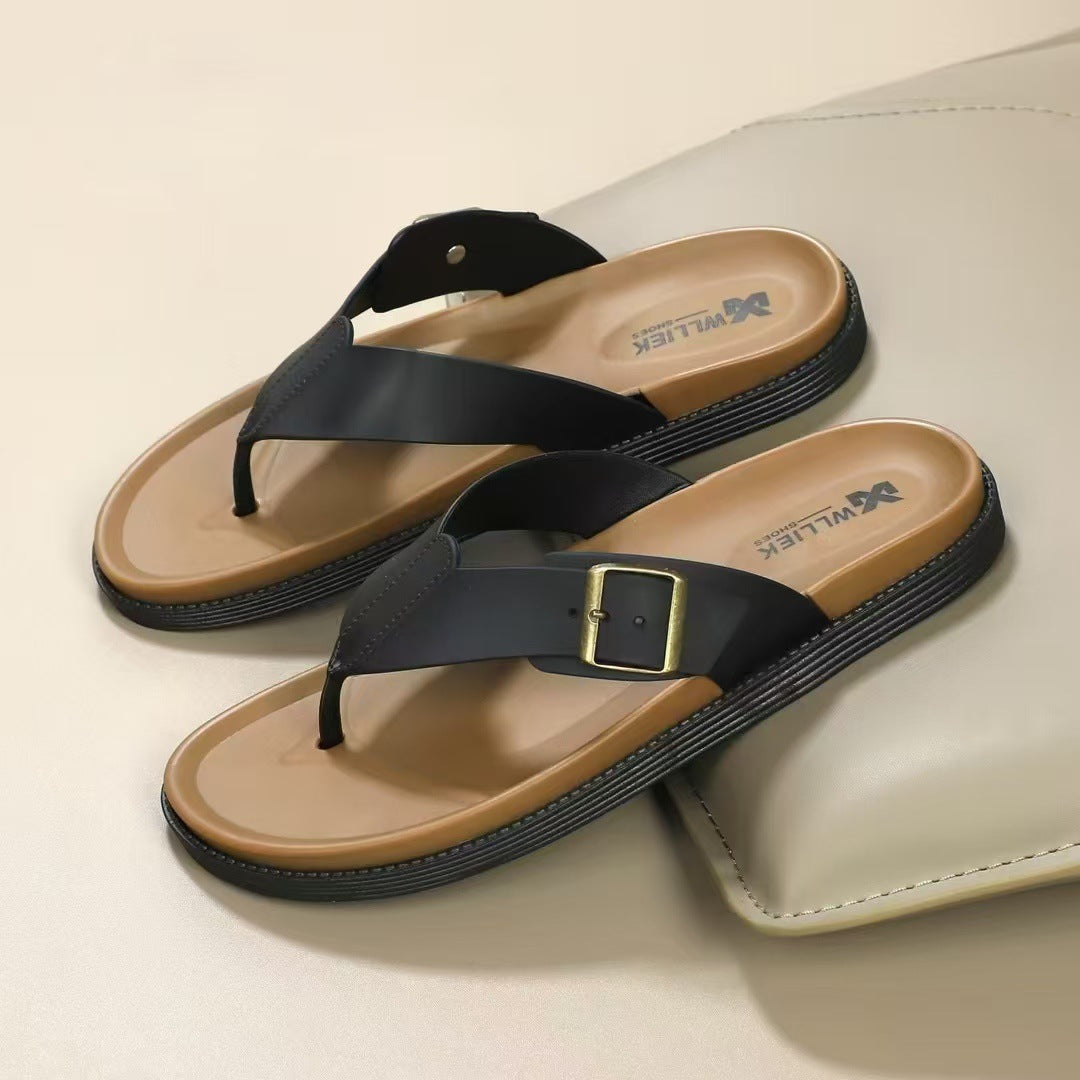 Verdancer Men's Buckle Strap Flip-Flops