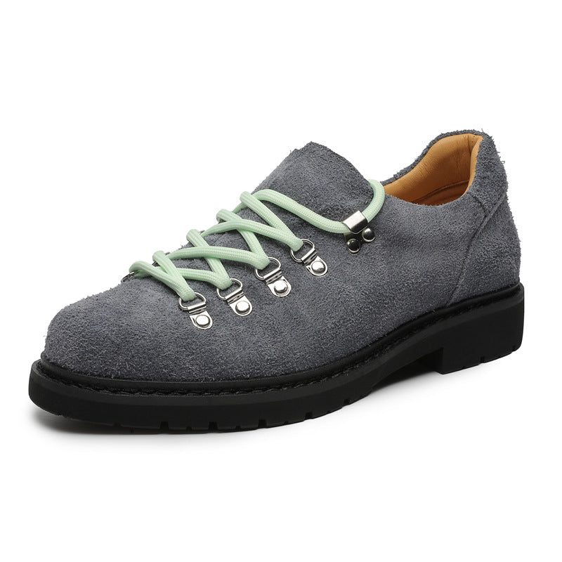 Men’s Hiking Style Leather Casual Shoes Two-Tone Laces Low Top Lace-Up Oxford Shoes