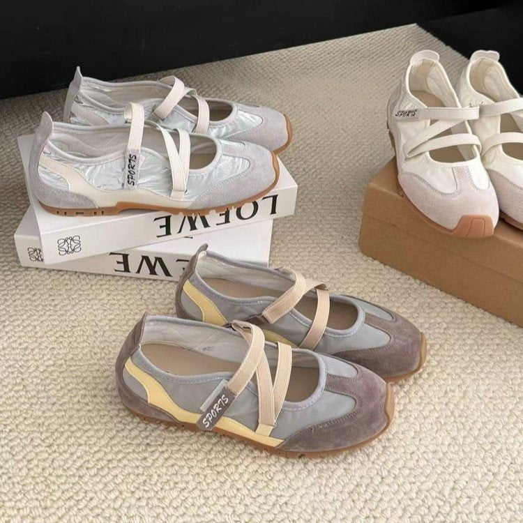 Women’s Mary Jane Style Training Shoes Cross Strap Flat Casual Sneakers