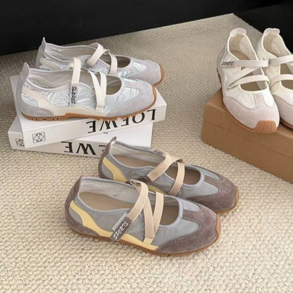 Women’s Mary Jane Style Training Shoes Cross Strap Flat Casual Sneakers
