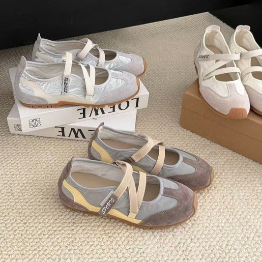 Women’s Mary Jane Style Training Shoes Cross Strap Flat Casual Sneakers