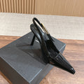 Verdancer Women's Patent Leather Pointed Open-toed Heels, Black Elegant Stilettos For Office And Party