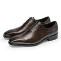 Men’s Brogue Square Toe Oxford Dress Shoes Genuine Leather Lace-Up Formal Business Shoes