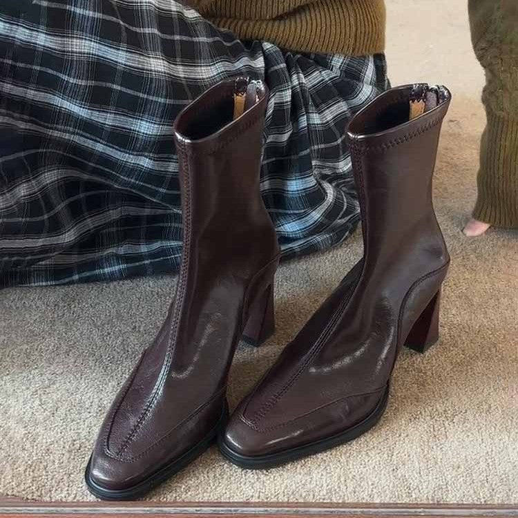 Women's Thin Square Heel Boots Stretch Stretch Boots Summer Wear