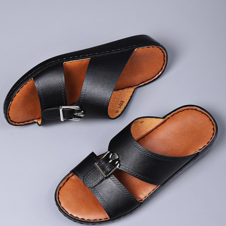 Verdancer Men's Adjustable Buckle Slide Sandals, Comfort Wedge