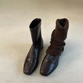 Women’s Vintage Square Toe Low Heel Ankle Boots Leather Pull-On Casual Boots