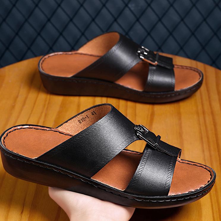 Verdancer Men's Adjustable Buckle Slide Sandals, Comfort Wedge