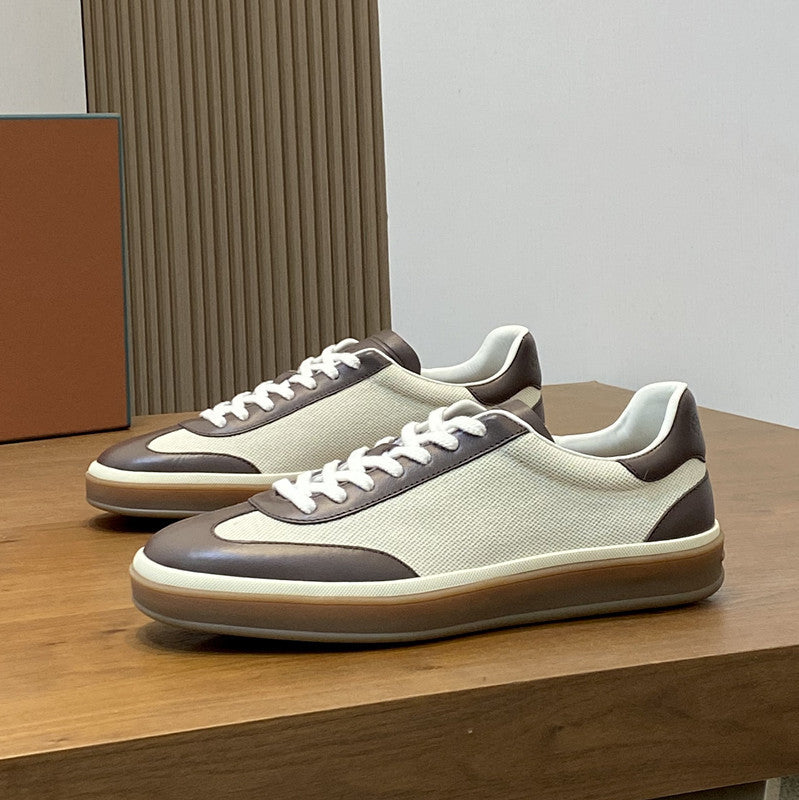 Verdancer Men's Vintage Canvas And Leather Sneakers