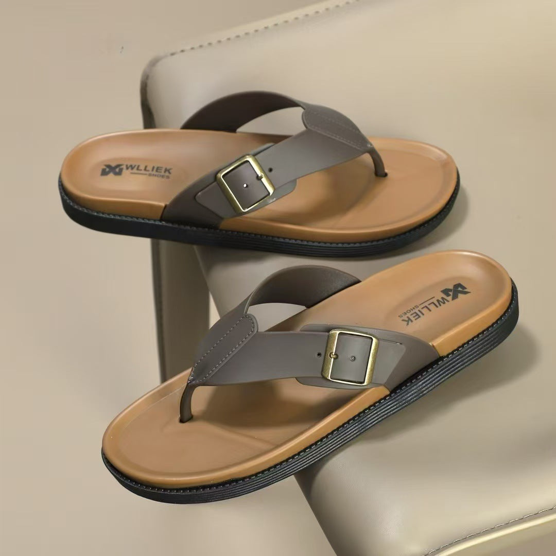 Verdancer Men's Buckle Strap Flip-Flops
