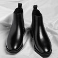 Verdancer Men's Black Leather Chelsea Boots, Classic Elastic Side Ankle Boots For Business & Casual Wear