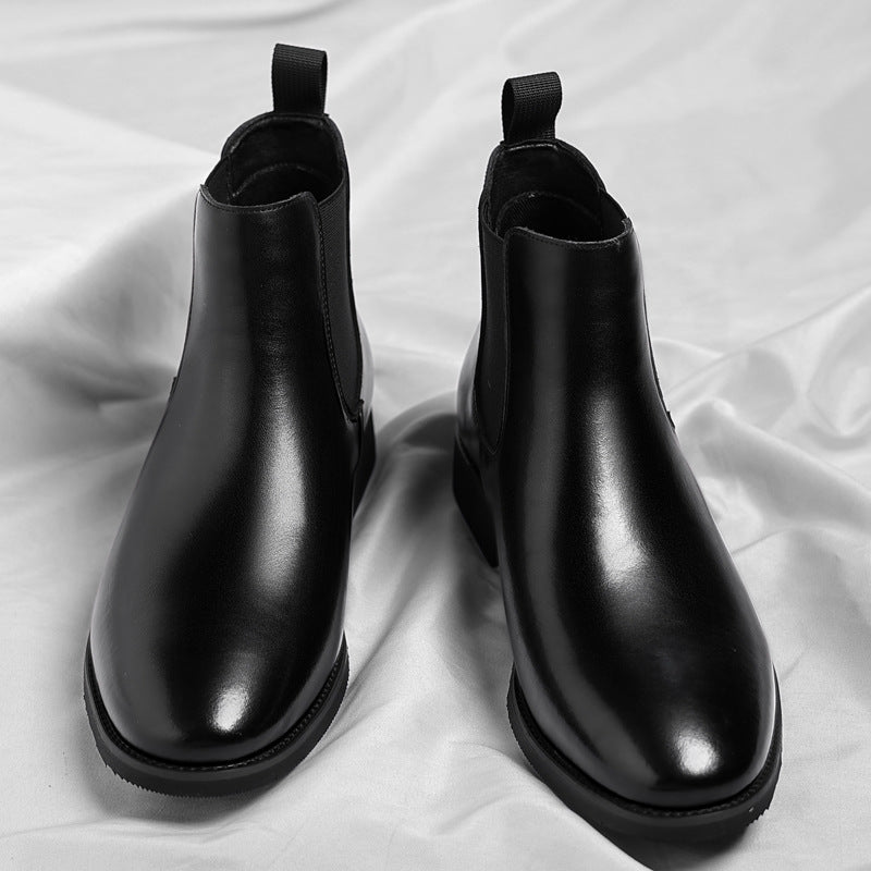 Verdancer Men's Black Leather Chelsea Boots, Classic Elastic Side Ankle Boots For Business & Casual Wear