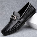 Men’s Metal Buckle Loafers Slip-On Leather Driving Shoes For Business & Casual