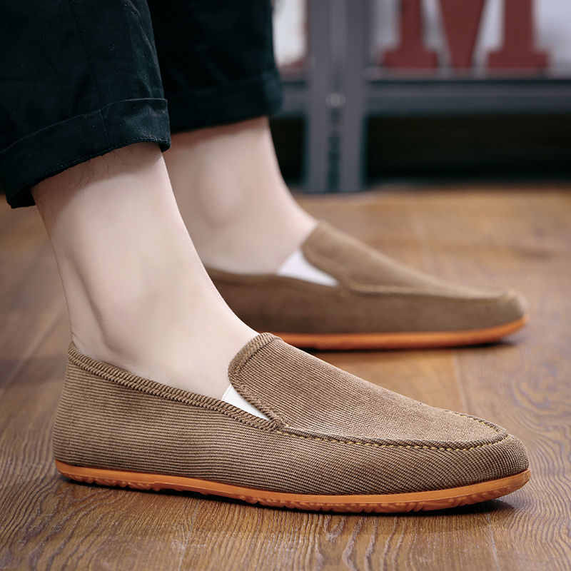 Khaki Casual Slip On Loafers Lightweight Driving Shoes