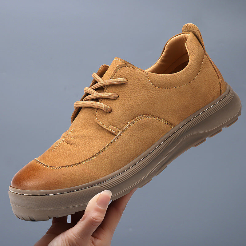 Tan Matte Leather Oxfords - Outdoor All Day Comfort Casual Dress Shoes