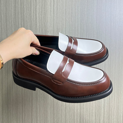 Two Tone Penny Loafers Black White - Patent Leather Party Slip On Shoes