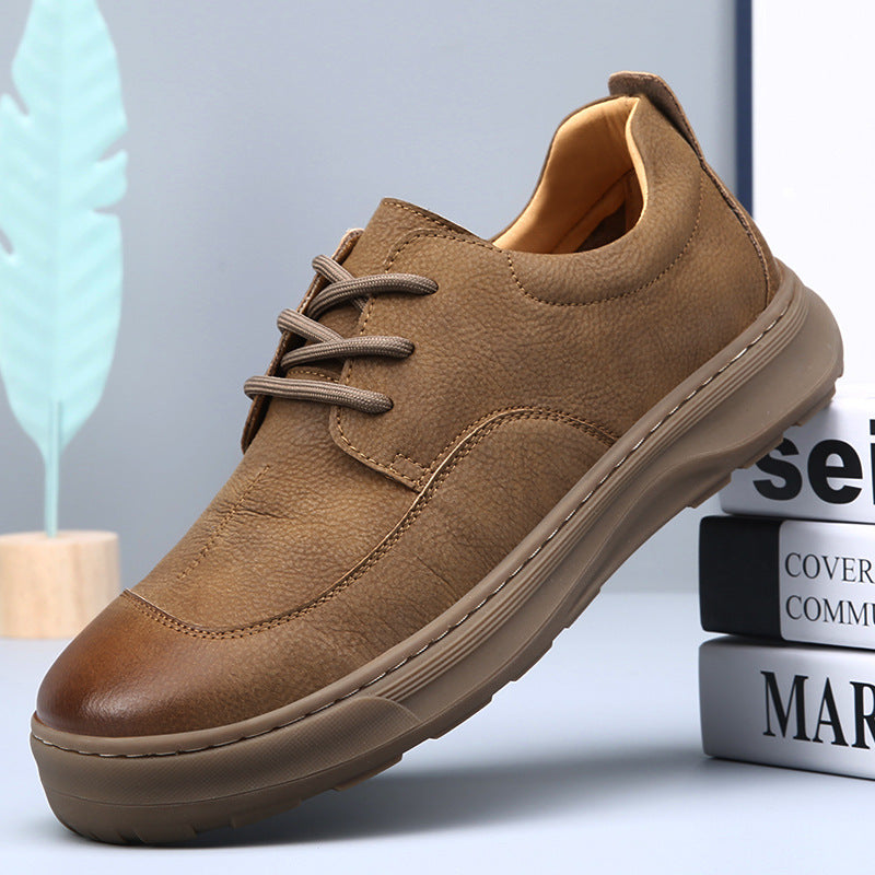 Tan Matte Leather Oxfords - Outdoor All Day Comfort Casual Dress Shoes