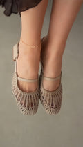 Boho Macrame Mesh Slingback Mary Jane Flats