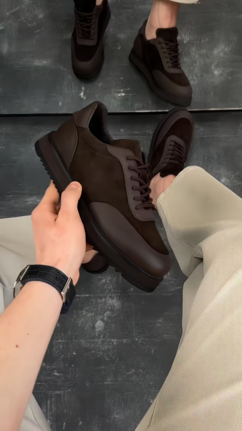 Men's Brown Suede Leather Casual Sneakers - Non-slip Platform Shoes For Everyday Wear