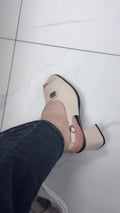Thick Heel Backless Sandals, Square-toed Leather Backless Heels, Casual Thick Heel Women's Shoes
