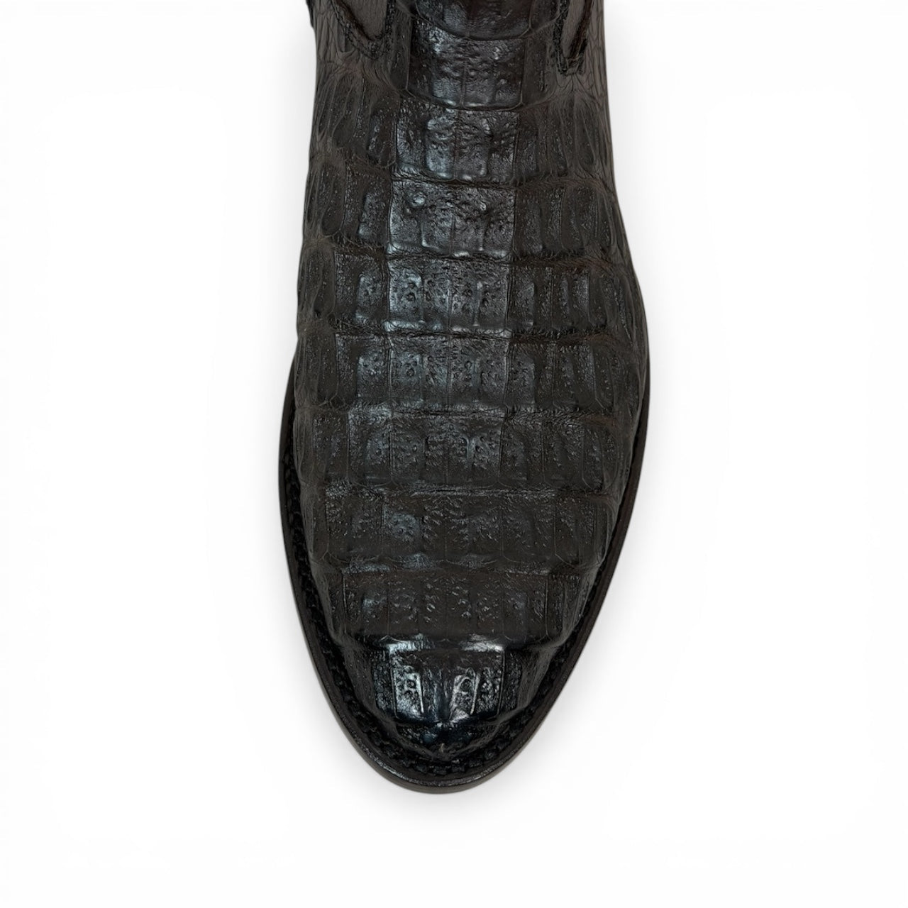 Men's Black Crocodile-Embossed Leather Chelsea Boots - Exotic Textured Western Ankle Boots