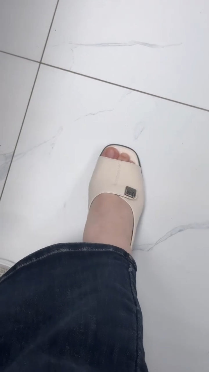 Thick Heel Backless Sandals, Square-toed Leather Backless Heels, Casual Thick Heel Women's Shoes