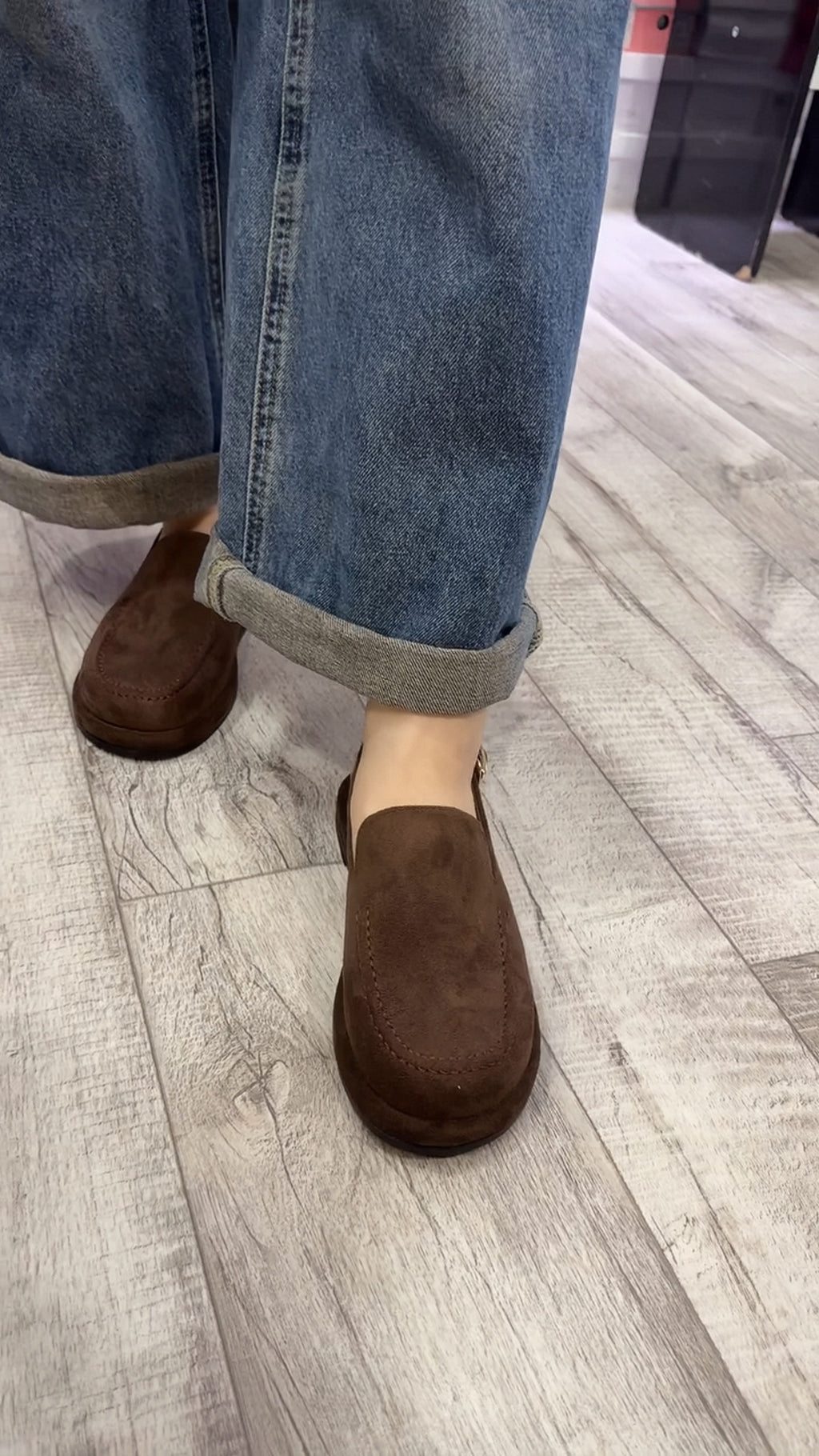 Men's Brown Suede Backless Loafers With Buckle-Casual Loafers For Everyday Life